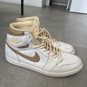 White and Tan High-Top Sneakers